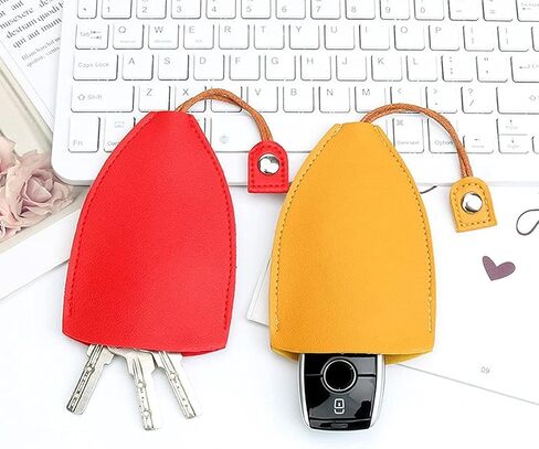 Car Key Case, 2PCS Creative Pull-Out Key Sleeve Keychain Bags, PU Leather Large-Capacity Protective Key Holder Hook (Black) in Kuwait