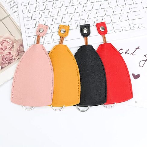 Car Key Case, 2PCS Creative Pull-Out Key Sleeve Keychain Bags, PU Leather Large-Capacity Protective Key Holder Hook (Black) in Kuwait