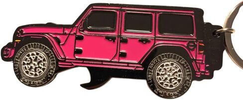 Enamel keychain and bottle opener for Jeep Wrangler JL (Pink) in Saudi Arabia