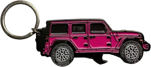 Enamel keychain and bottle opener for Jeep Wrangler JL (Pink) in Saudi Arabia