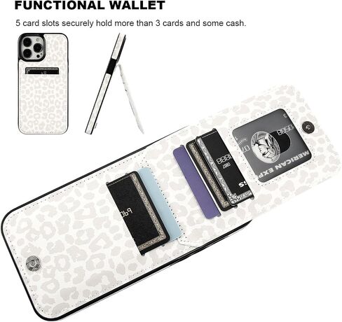 Vaburs Compatible with iPhone 13 Pro Max Case Wallet with Credit Card Holder, White Leopard Cheetah Pattern Flip Premium PU Leather Magnetic Closure Shockproof Protective Cover 6.7" in Saudi Arabia