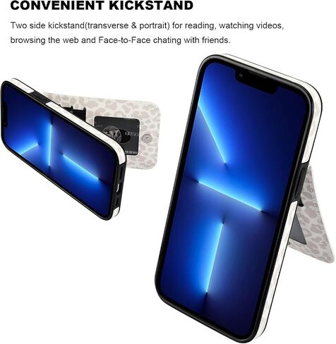 Vaburs Compatible with iPhone 13 Pro Max Case Wallet with Credit Card Holder, White Leopard Cheetah Pattern Flip Premium PU Leather Magnetic Closure Shockproof Protective Cover 6.7" in Saudi Arabia