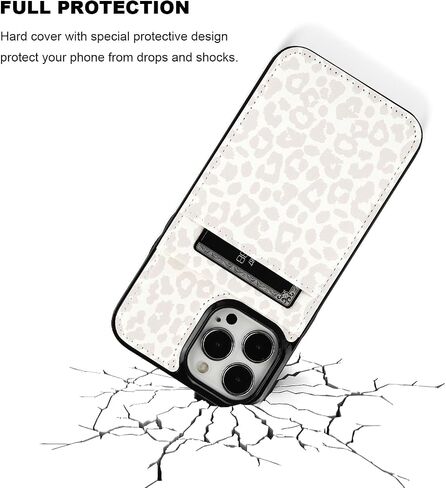 Vaburs Compatible with iPhone 13 Pro Max Case Wallet with Credit Card Holder, White Leopard Cheetah Pattern Flip Premium PU Leather Magnetic Closure Shockproof Protective Cover 6.7" in Saudi Arabia