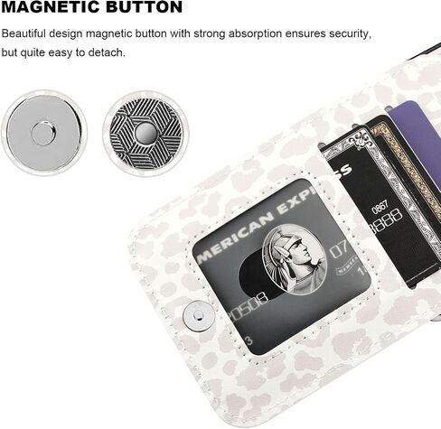 Vaburs Compatible with iPhone 13 Pro Max Case Wallet with Credit Card Holder, White Leopard Cheetah Pattern Flip Premium PU Leather Magnetic Closure Shockproof Protective Cover 6.7" in Saudi Arabia