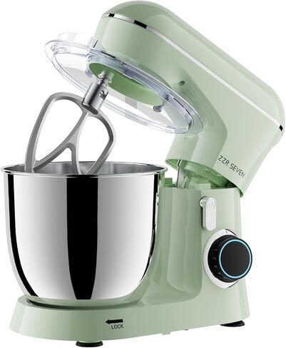 Stand Mixer, Dough Mixer, Cake Mixer, Kitchen Mixer with Bowl SS 5.5 QT, 450W Copper Motor, Standing Mixer with Beater, Dough Hook, SS Egg Whisk (450W Cream) in Saudi Arabia
