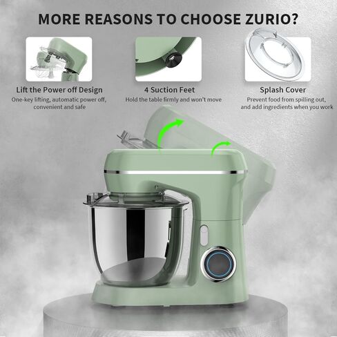Stand Mixer, Dough Mixer, Cake Mixer, Kitchen Mixer with Bowl SS 5.5 QT, 450W Copper Motor, Standing Mixer with Beater, Dough Hook, SS Egg Whisk (450W Cream) in Saudi Arabia