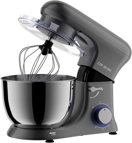 Stand Mixer, Dough Mixer, Cake Mixer, Kitchen Mixer with Bowl SS 5.5 QT, 450W Copper Motor, Standing Mixer with Beater, Dough Hook, SS Egg Whisk (450W Cream) in Saudi Arabia