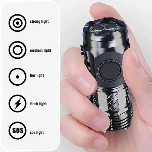 German Three-Eyed Monster Mini Flash Super Power Flashlight, Thumb Flashlight Mini Flashlights, Multi-Functional Mini Pen Clip Flashlight Light Steel High Lumen Rechargeable Waterproof (2Pcs-a) in Saudi Arabia