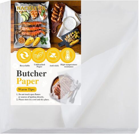 NACHLYNN 70 Pieces Brown Butcher Paper 12 x 12 inch Precut No Wax Butcher Paper Square Meat Sheet Paper Butcher Paper Disposable Butcher Paper Sheets for Wrapping Meat Sublimation Heat Press in Kuwait