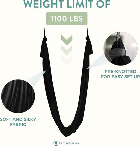 UpCircleSeven Aerial Yoga Hammock - Aerial Silk Swing Kit - Ceiling Mount Accessories & eBook - Sensory Swing - Antigravity Ceiling Hanging Yoga Sling - Inversion Hammock for Beginners & Advanced in Kuwait