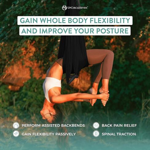 UpCircleSeven Aerial Yoga Hammock - Aerial Silk Swing Kit - Ceiling Mount Accessories & eBook - Sensory Swing - Antigravity Ceiling Hanging Yoga Sling - Inversion Hammock for Beginners & Advanced in Kuwait