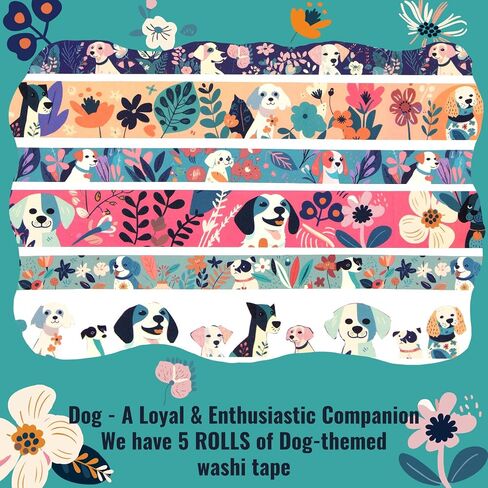 Cute Washi Tape Set, 27 Rolls Masking Tape with Cat, Dog, Flower, Colorful Washi Tape for Journaling Aesthetic, Scrapbooking, Planner, Kids' Crafts, 8mm, 15mm, 25mm in Saudi Arabia