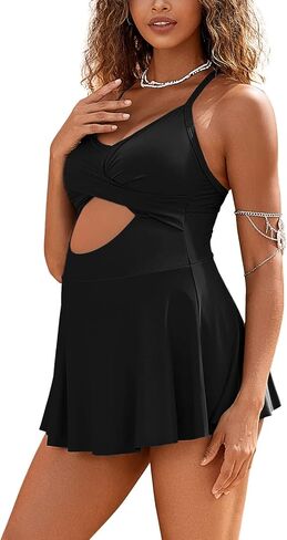 GINKANA Women Maternity Swimsuit One Piece Skirt Cutout Maternity Swimdress Summer Pregnancy Swimming Dress Sunbathing Suits in Saudi Arabia