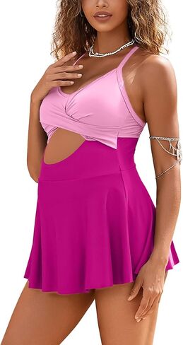 GINKANA Women Maternity Swimsuit One Piece Skirt Cutout Maternity Swimdress Summer Pregnancy Swimming Dress Sunbathing Suits in Saudi Arabia