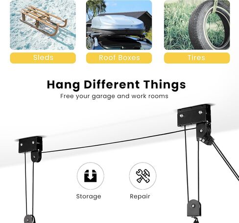 VIVOHOME كاياك رفع نظام بكرة لرفع المرآب العلوي زورق دراجة سقف رافعة نظام التعليق 125 رطل حزمة من 2 in Saudi Arabia