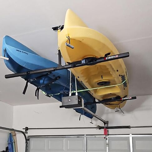 رف تخزين سقف كاياك قابل للتعديل من GanFindX | شديدة التحمل 200 رطل | نظام رف السقف سلم، شماعة جبل المرآب للسلم، لوحة مجداف، SUP، لوح التزلج على الجليد 2 حزمة in Kuwait