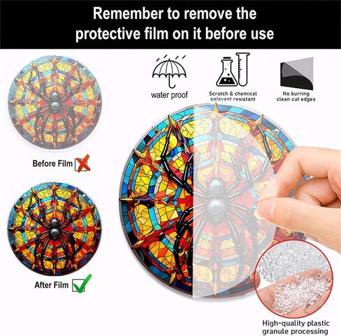 11.8 Inches Black Spider Acrylic Window Hanging Decor Stained Glass Window Panels for Bedroom Office Garden Decoration Colourful Indoor Window Decor Gift for Mom Grandma Teacher in Saudi Arabia