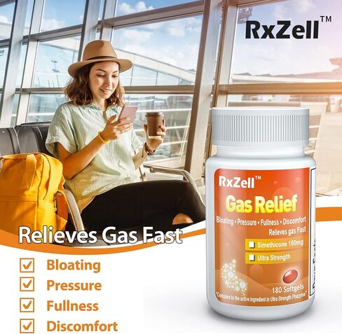 Gas Relief, Maximum Strength Simethicone 250mg, 120 Softgels - Anti Flatulence Relieves Gas Fast, Bloating Aid, Stomach Discomfort, Fullness and Pressure Relief Pills in Kuwait