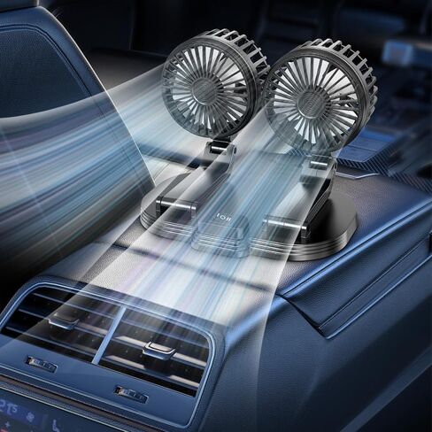 مروحة سيارة، 2024 مروحة USB مزدوجة الرأس للسيارة، مروحة تبريد محمولة تدور 360 درجة للوحة قيادة السيارة SUV RV شاحنة قارب فان سيدان والمكتب المنزلي in Saudi Arabia