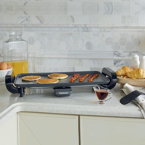 Kenmore Non-Stick Electric Griddle with Removable Drip Tray, Black, 10" x 18" Cooking Surface, Compact Countertop Cooking, Grill, Saute, Fry in Kuwait