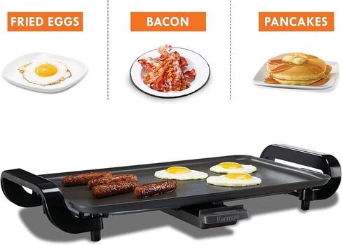 Kenmore Non-Stick Electric Griddle with Removable Drip Tray, Black, 10" x 18" Cooking Surface, Compact Countertop Cooking, Grill, Saute, Fry in Kuwait