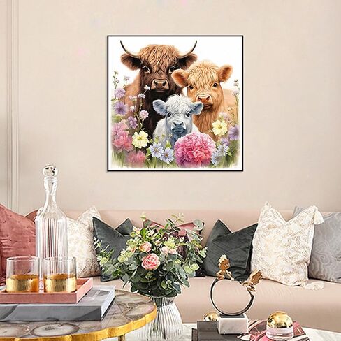 Diamond Painting Kits for Adults Cow, Round Full Drill Diamond Art Kits, 5D DIY Paint with Diamonds Crafts for Home Wall Decoration Gifts 12×12Inch, Animal in Saudi Arabia