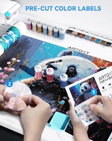 ARTDOT 5D Diamond Art Animals Kits for Adults, Licensed Full Drill Panda Diamond Painting Kits for Beginners, Gifts for Women Men Mom(13.8x19.7 Inches) in Kuwait