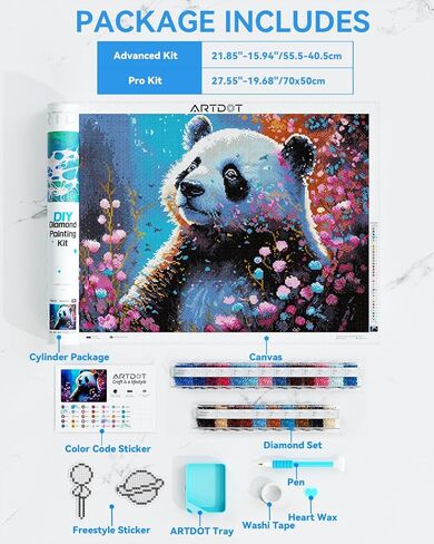 ARTDOT 5D Diamond Art Animals Kits for Adults, Licensed Full Drill Panda Diamond Painting Kits for Beginners, Gifts for Women Men Mom(13.8x19.7 Inches) in Kuwait