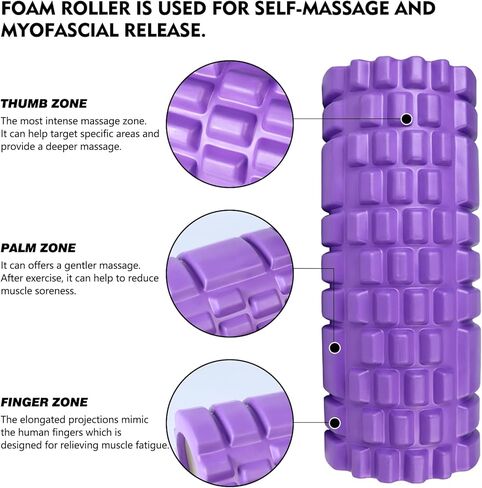 Foam Roller High Density Exercise Roller for Deep Tissue Muscle Massage, Patented Muscle Massage and Myofascial Trigger Point Release, Muscle Roller for Fitness, Yoga and Pilates - Orange in Kuwait