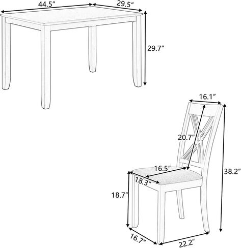 Voohek 5 Piece Dining Table Set with 4 Upholstered Chairs, Comfortable Seat Cushion, Kitchen Furniture w/Double X-Back Design, for Small Place, Home, Restaurant, Gray in Kuwait