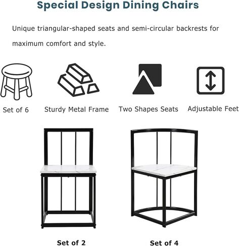 مجموعة طاولة طعام مدمجة تتسع لـ 6 أشخاص، سطح طاولة وكراسي من الرخام الصناعي، ومقاعد على شكل مثلث، ومساند ظهر شبه دائرية، وأثاث مطبخ حديث لزاوية الإفطار مكون من 7 قطع لحجرة طعام صغيرة، ومساحة صغيرة in Kuwait