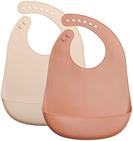 مرايل سيليكون، مرايل ناعمة مقاومة للماء للرضع والأطفال الصغار، مرايل أطفال قابلة للتعديل لتناول الطعام من عمر 6 إلى 27 شهرًا، عبوتان مريلة أطفال من السيليكون المقاوم للبقع in Kuwait