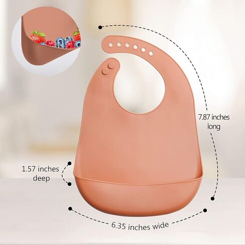 مرايل سيليكون، مرايل ناعمة مقاومة للماء للرضع والأطفال الصغار، مرايل أطفال قابلة للتعديل لتناول الطعام من عمر 6 إلى 27 شهرًا، عبوتان مريلة أطفال من السيليكون المقاوم للبقع in Kuwait