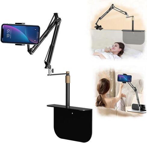 Phone Holder Stand for Bed Desk, Hidden Cell Phone Holder for Bed Laying Down, Flexible Carbon Steel Arm Adjustable Bedside Phone Holder for Bed,Sofa and Desk,for All 4.92-8.85'' Smartphones in Saudi Arabia