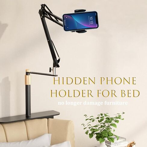 Phone Holder Stand for Bed Desk, Hidden Cell Phone Holder for Bed Laying Down, Flexible Carbon Steel Arm Adjustable Bedside Phone Holder for Bed,Sofa and Desk,for All 4.92-8.85'' Smartphones in Saudi Arabia