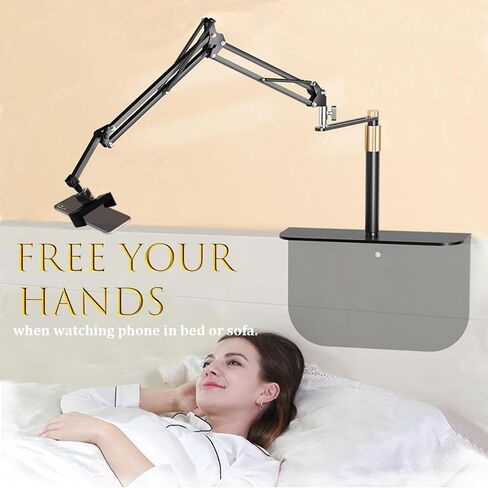 Phone Holder Stand for Bed Desk, Hidden Cell Phone Holder for Bed Laying Down, Flexible Carbon Steel Arm Adjustable Bedside Phone Holder for Bed,Sofa and Desk,for All 4.92-8.85'' Smartphones in Saudi Arabia
