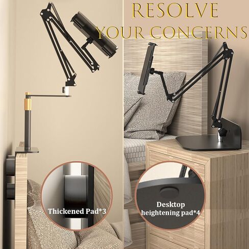 Phone Holder Stand for Bed Desk, Hidden Cell Phone Holder for Bed Laying Down, Flexible Carbon Steel Arm Adjustable Bedside Phone Holder for Bed,Sofa and Desk,for All 4.92-8.85'' Smartphones in Saudi Arabia