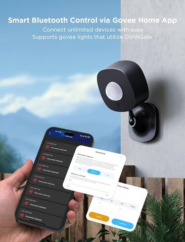 مستشعر حركة Govee خارجي، مستشعر حركة لأضواء Govee WiFi، يدعم تأثيرات الإضاءة DIY، التحكم بالبلوتوث عبر التطبيق، يعمل بالبطارية، تركيب لاسلكي، مؤقت، وحساسية قابلة للتعديل in Kuwait