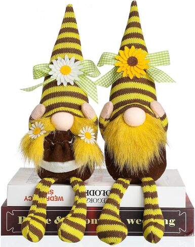 Funoasis Bumble Bee Gnomes، السيد والسيدة الربيع والصيف منزل النحل ديكور مصنوع يدويًا من القطيفة لتزيين نحل العسل للمنزل السويدي الجميل Tomte الحلي in Saudi Arabia