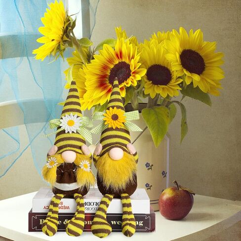 Funoasis Bumble Bee Gnomes، السيد والسيدة الربيع والصيف منزل النحل ديكور مصنوع يدويًا من القطيفة لتزيين نحل العسل للمنزل السويدي الجميل Tomte الحلي in Saudi Arabia