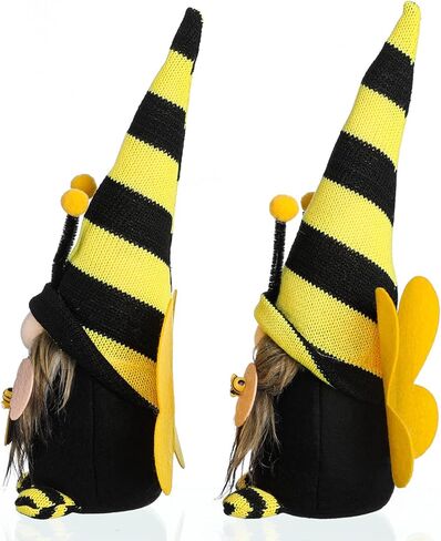 Funoasis Bumble Bee Gnomes، السيد والسيدة الربيع والصيف منزل النحل ديكور مصنوع يدويًا من القطيفة لتزيين نحل العسل للمنزل السويدي الجميل Tomte الحلي in Kuwait