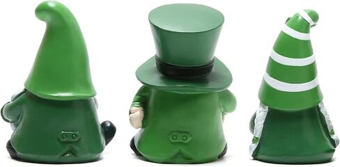 Hodao St Patrick's Day Resin Figurine Set of 3 Gnome Resin Doll St. Patricks Day Decorations Irish Green Clover Faceless Doll Decoration Holiday Ornaments in Saudi Arabia