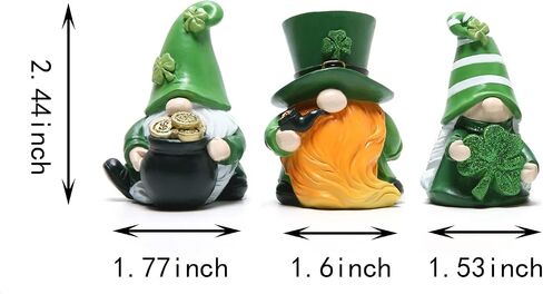Hodao St Patrick's Day Resin Figurine Set of 3 Gnome Resin Doll St. Patricks Day Decorations Irish Green Clover Faceless Doll Decoration Holiday Ornaments in Saudi Arabia
