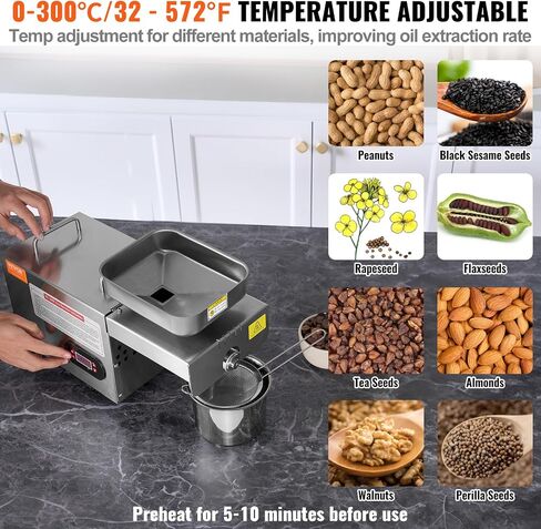 VEVOR Manual Oil Press Machine, Stainless Steel Oil Extractor Machine, Detachable Oil Presser for Effortless Cleaning, Household Oil Expeller for Pressing Peanuts, Sesame Seeds, Rapeseed, Tea Seeds in Saudi Arabia