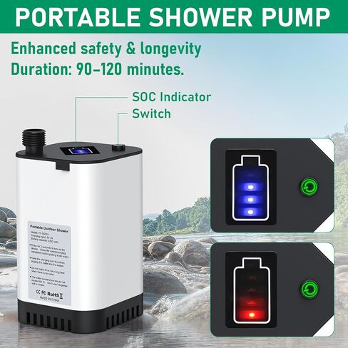 Portable Camping Shower,Portable Shower Heads & Camping Shower Pump with 5-Gallon Collapsible Water Bag for Camp Shower,USB Rechargeable Portable Shower for Outdoor Shower,Beach Trip,Camping in Saudi Arabia