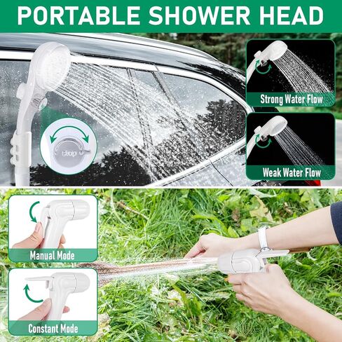 Portable Camping Shower,Portable Shower Heads & Camping Shower Pump with 5-Gallon Collapsible Water Bag for Camp Shower,USB Rechargeable Portable Shower for Outdoor Shower,Beach Trip,Camping in Saudi Arabia