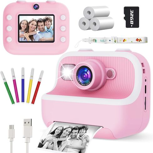 Kids Camera Instant Print, Christmas Birthday Gifts for Girls Boys, Instant Print Camera for Kids with with Dual Camera, Toddler Camera Toy for 4 5 6 7 8 9 10 Year Old Kids with 32GB SD Card in Saudi Arabia