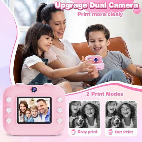 Kids Camera Instant Print, Christmas Birthday Gifts for Girls Boys, Instant Print Camera for Kids with with Dual Camera, Toddler Camera Toy for 4 5 6 7 8 9 10 Year Old Kids with 32GB SD Card in Saudi Arabia