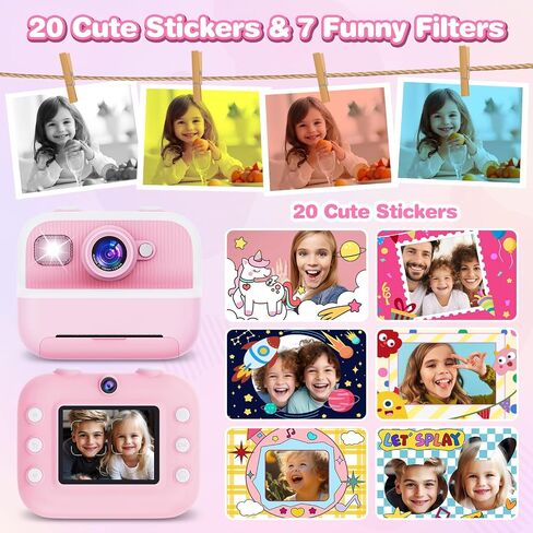 Kids Camera Instant Print, Christmas Birthday Gifts for Girls Boys, Instant Print Camera for Kids with with Dual Camera, Toddler Camera Toy for 4 5 6 7 8 9 10 Year Old Kids with 32GB SD Card in Saudi Arabia