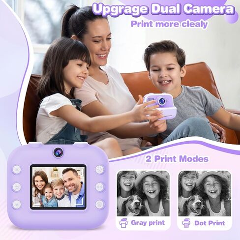 Kids Camera Instant Print, Christmas Birthday Gifts for Girls Boys, Instant Print Camera for Kids with with Dual Camera, Toddler Camera Toy for 4 5 6 7 8 9 10 Year Old Kids with 32GB SD Card in Saudi Arabia